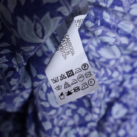 ZARA Printed Puff Sleeve Peasant Mini Dress Blue Tassel Tie Smocked Women's S - Picture 10 of 10